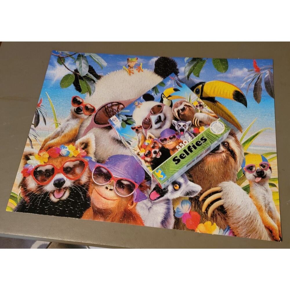 Ceaco Selfies Beach Party Panda Sloth Monkey 550 Piece Jigsaw Puzzle Complete